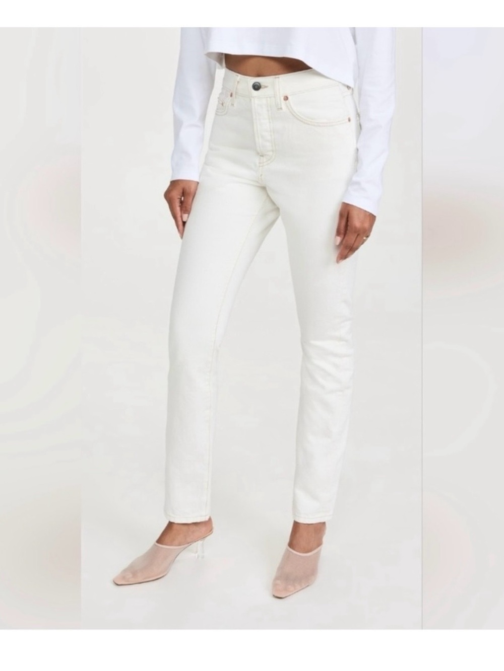 Quiet Luxury WARDROBE.NYC White Straight-Leg Women's Jeans